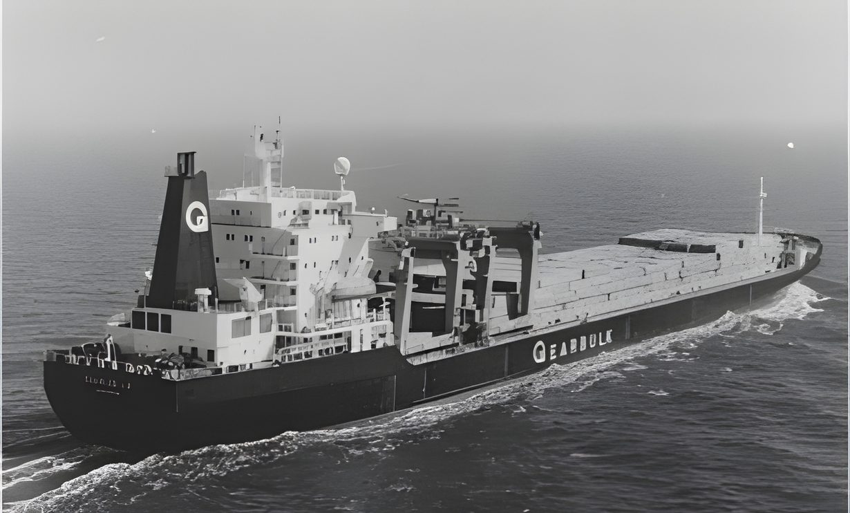 Navire porte-colis en navigation