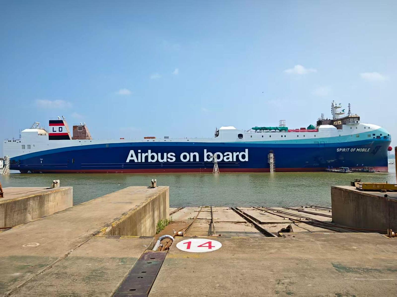 LD Armateurs met à l’eau le Spirit of Mobile, deuxième des trois navires rouliers à faibles émissions affrétés par Airbus